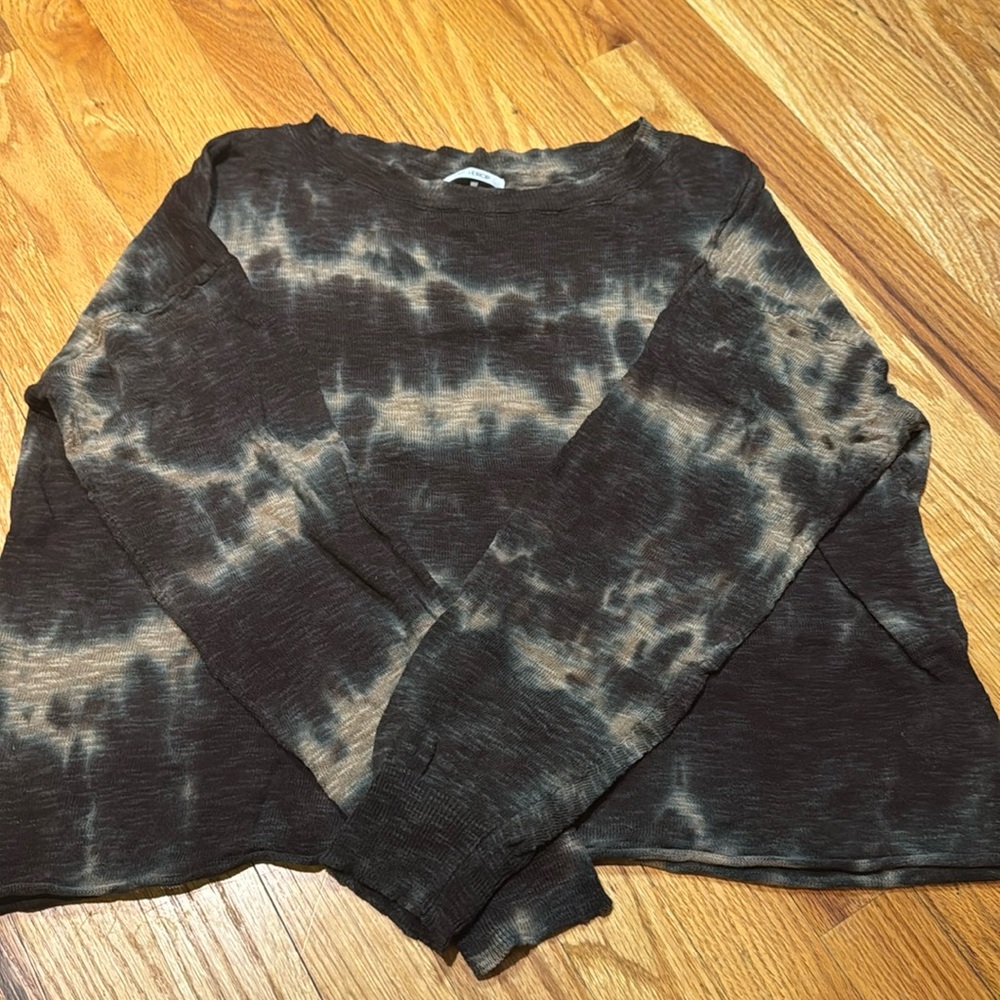 Tie-Dye Crewneck Sweater in Brown and Cream